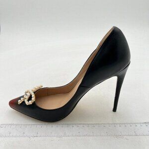 FOWT Women Pearl Bow Pumps Gradient Cap Toe Stiletto Pumps Classic Pumps